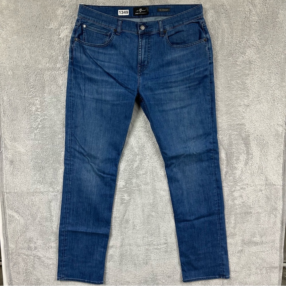 7 For All Mankind Luxe Performance “The Straight” Size 36 Blue Stretch Denim
